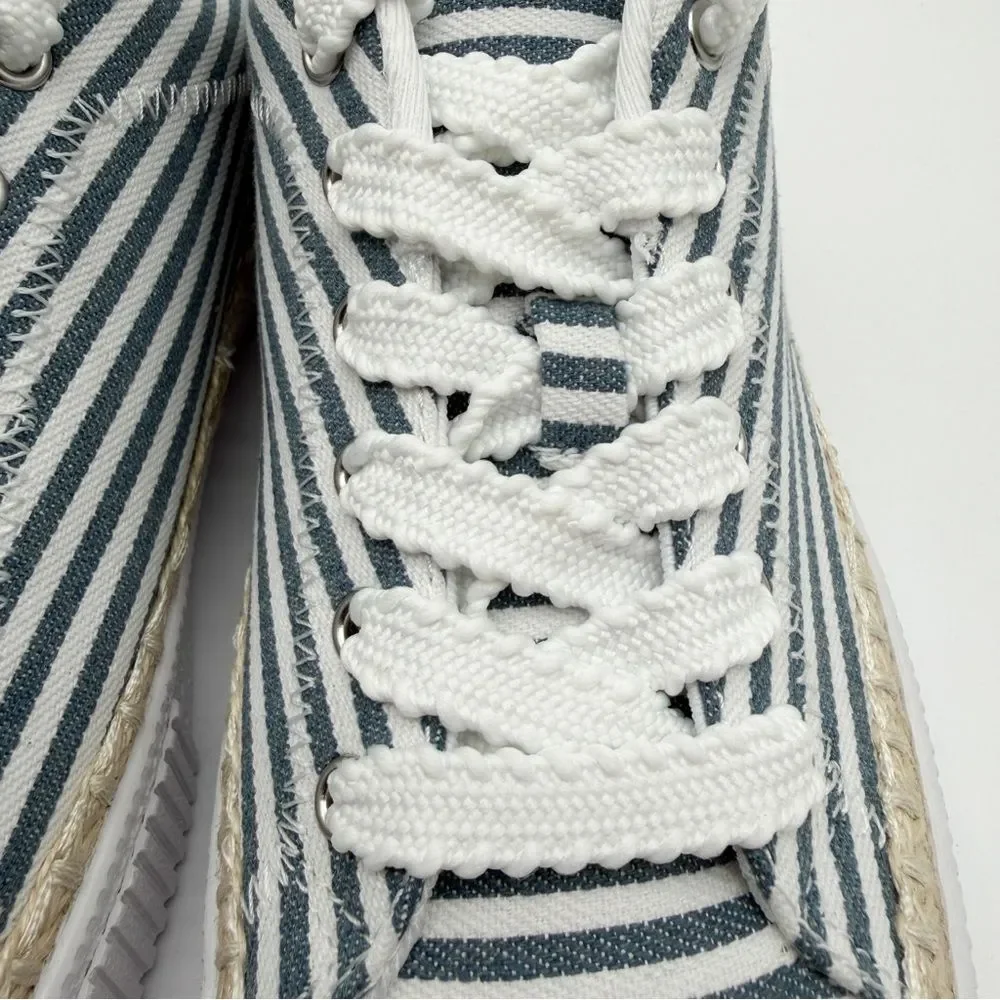 Marc Fisher Spryng Stripe Canvas Lace Up Sneaker Blue White Casual 10 NEW - Picture 8 of 16
